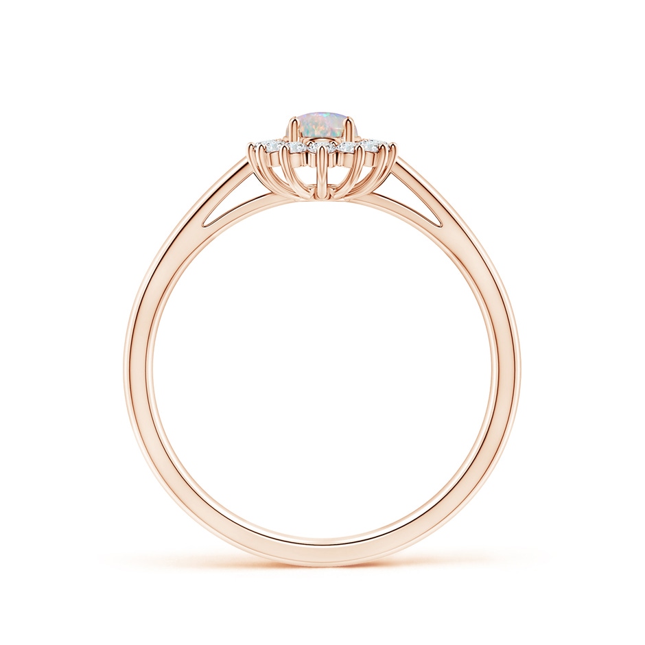 5x3mm AAAA Princess Diana Inspired Opal Ring with Diamond Halo in 9K Rose Gold side 199