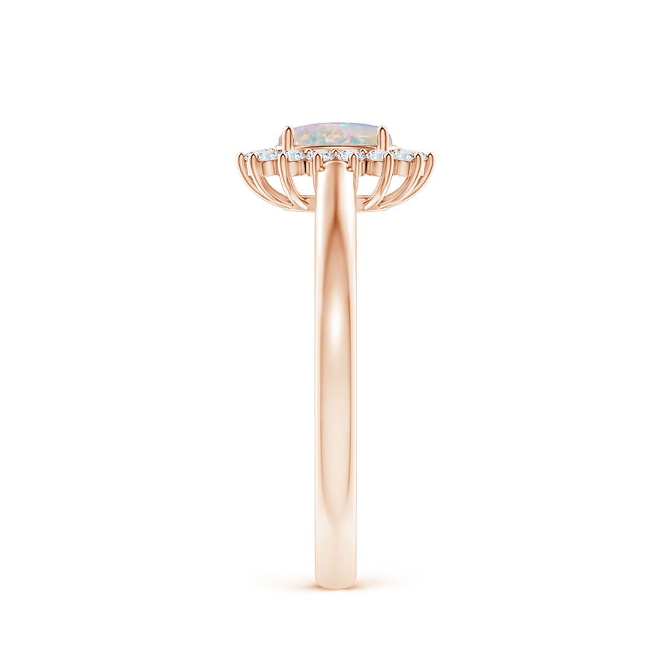 5x3mm AAAA Princess Diana Inspired Opal Ring with Diamond Halo in 9K Rose Gold side 299