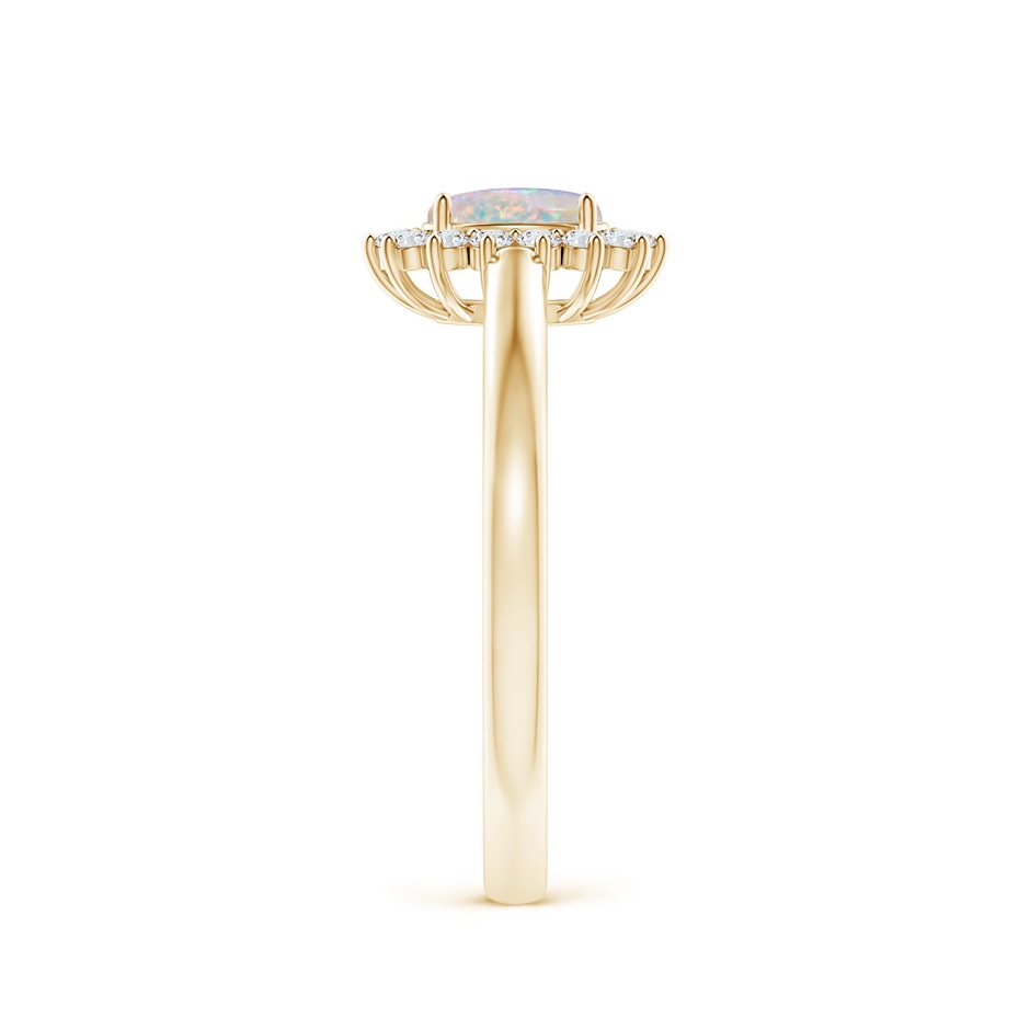 5x3mm AAAA Princess Diana Inspired Opal Ring with Diamond Halo in Yellow Gold side 299