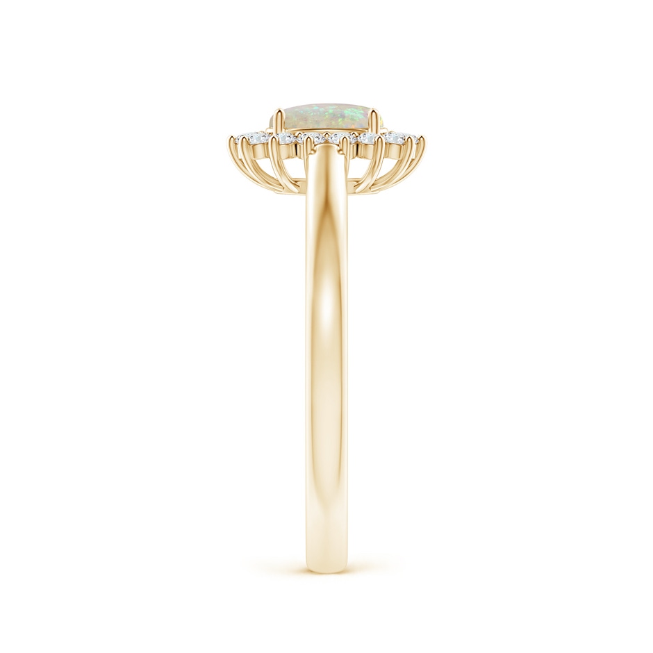 6x4mm AAA Princess Diana Inspired Opal Ring with Diamond Halo in Yellow Gold side 299