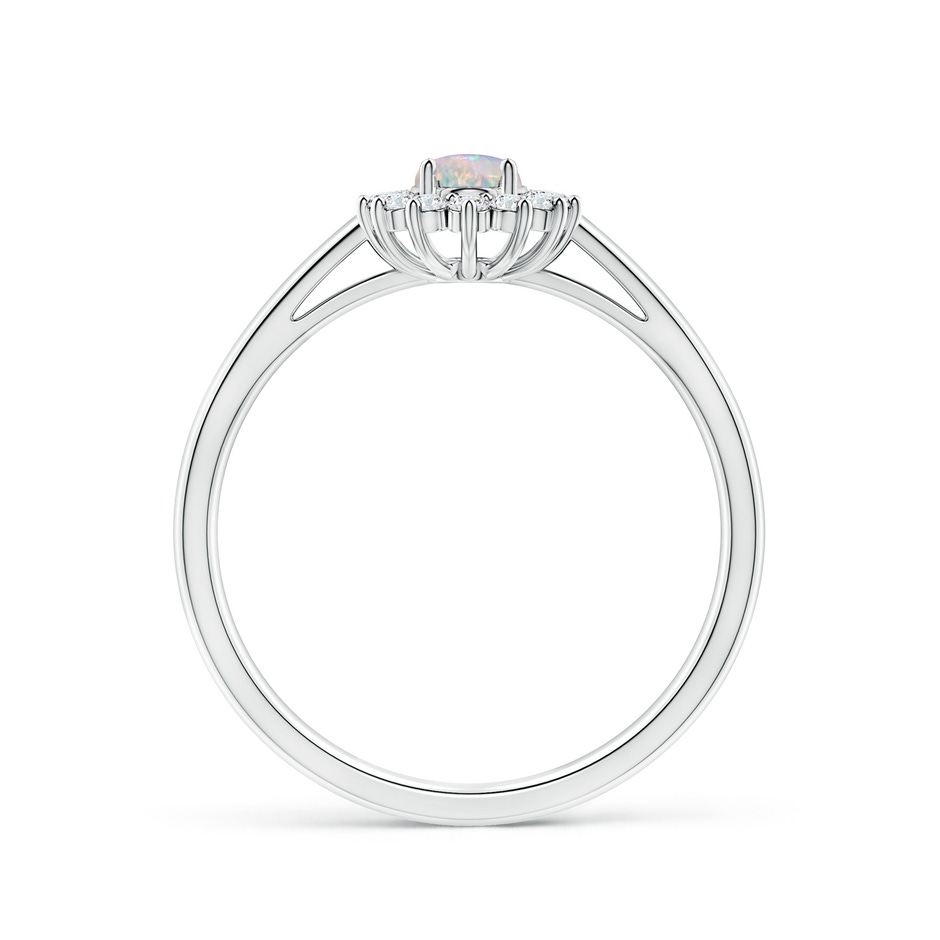 6x4mm AAAA Princess Diana Inspired Opal Ring with Diamond Halo in P950 Platinum side 199