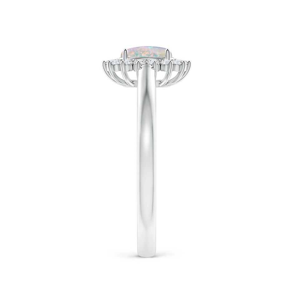 6x4mm AAAA Princess Diana Inspired Opal Ring with Diamond Halo in P950 Platinum side 299