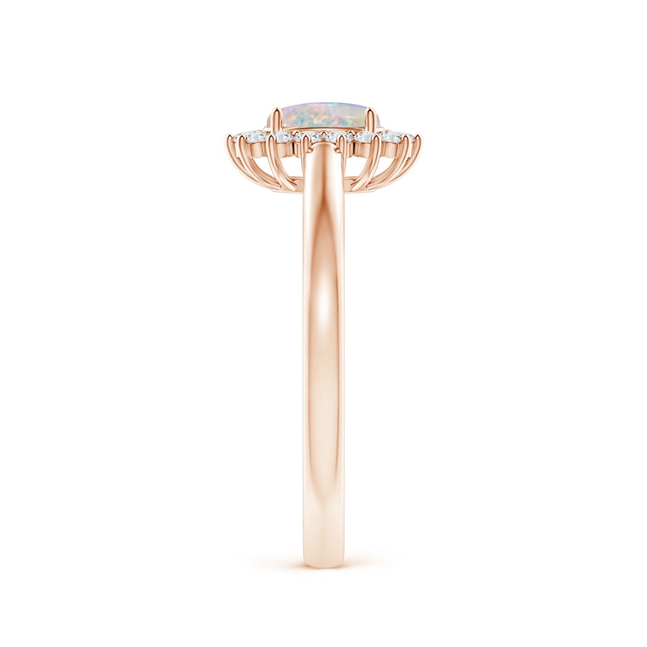 6x4mm AAAA Princess Diana Inspired Opal Ring with Diamond Halo in Rose Gold side 299