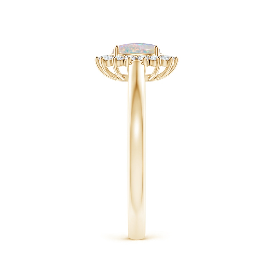 6x4mm AAAA Princess Diana Inspired Opal Ring with Diamond Halo in Yellow Gold side 299