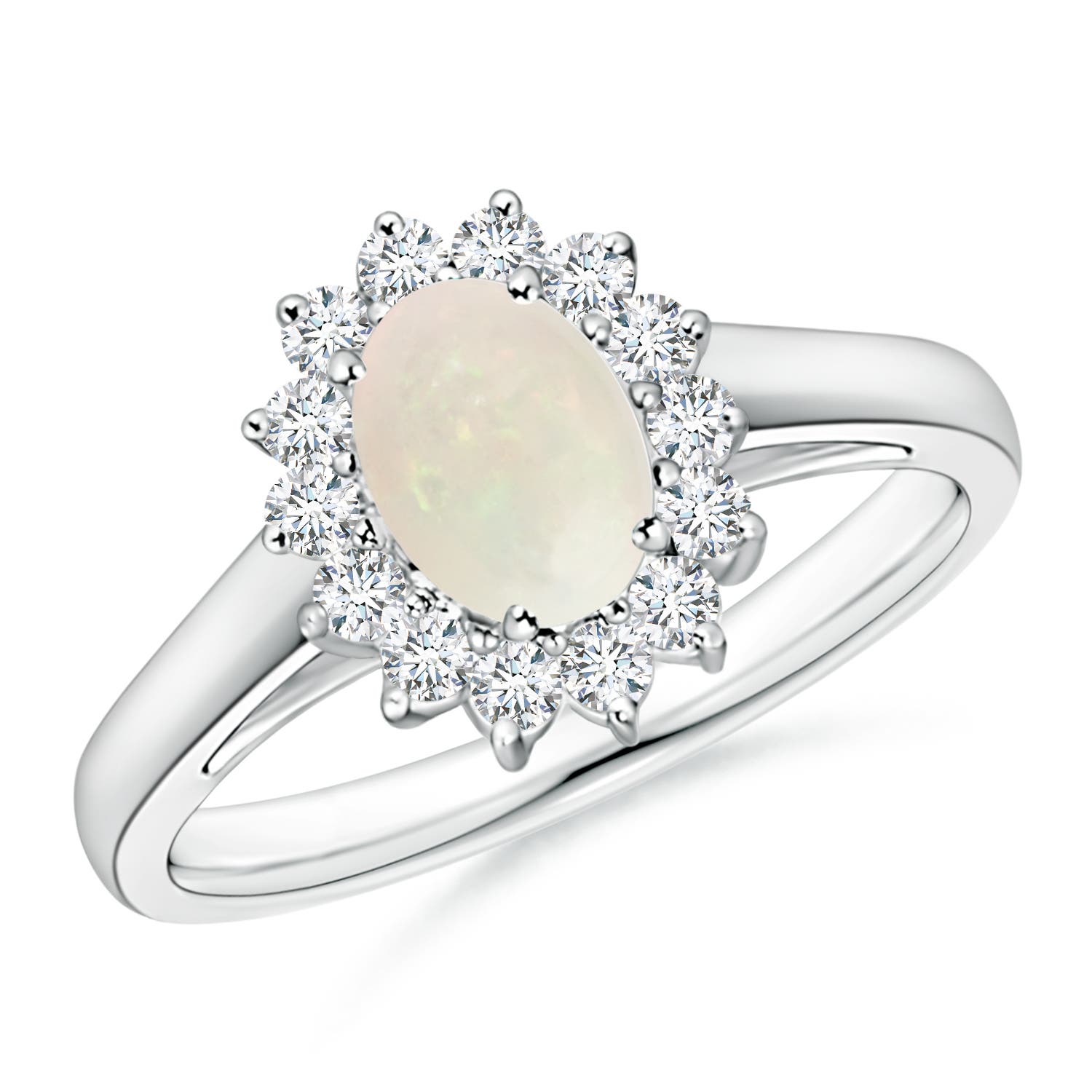 A - Opal / 0.7 CT / 14 KT White Gold