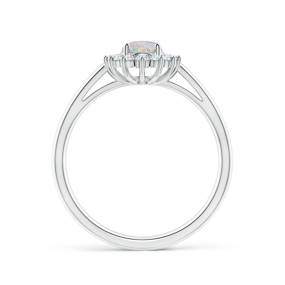 7x5mm AAAA Princess Diana Inspired Opal Ring with Diamond Halo in P950 Platinum side 199