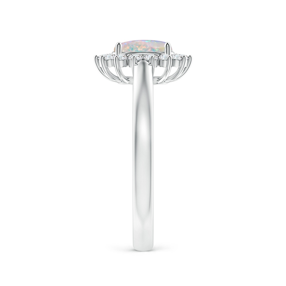7x5mm AAAA Princess Diana Inspired Opal Ring with Diamond Halo in P950 Platinum side 299