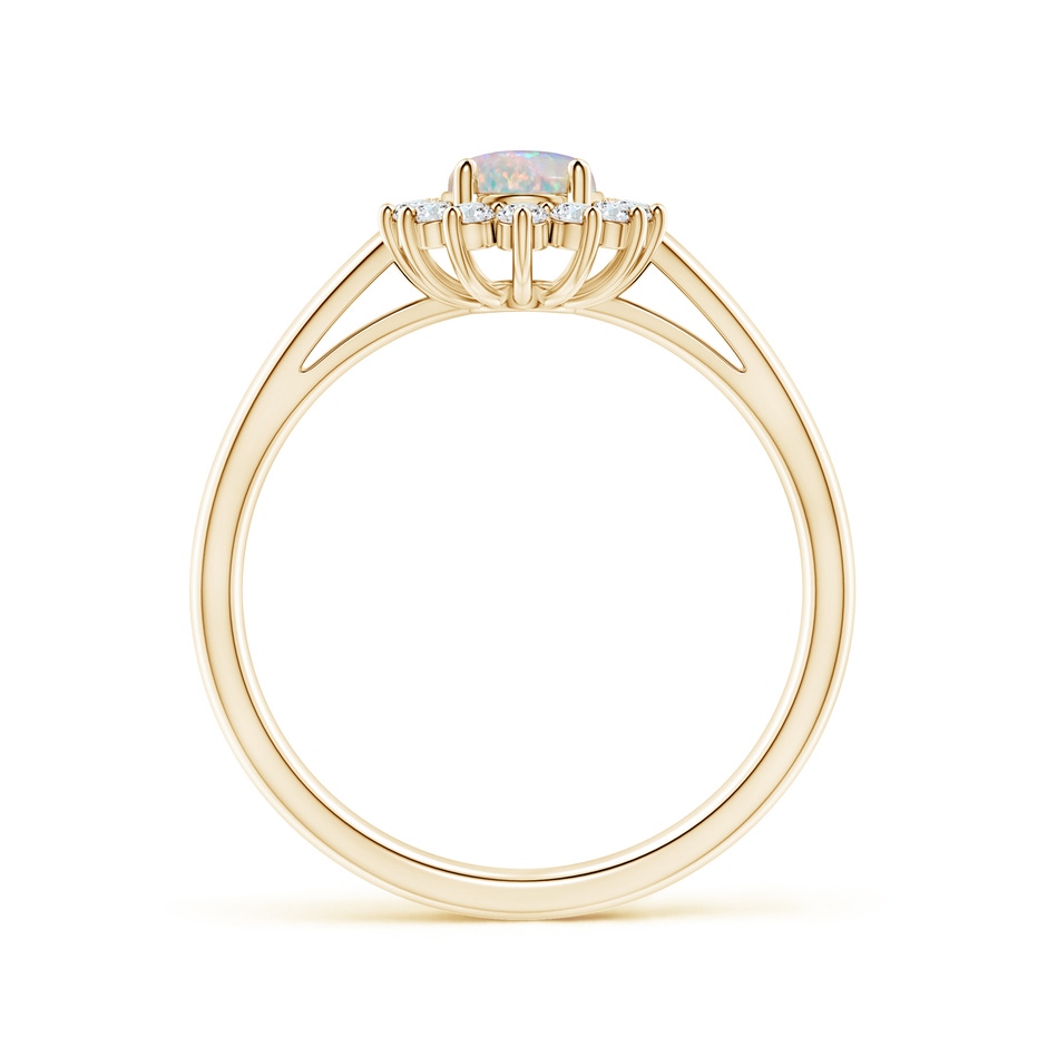 7x5mm AAAA Princess Diana Inspired Opal Ring with Diamond Halo in Yellow Gold side 199