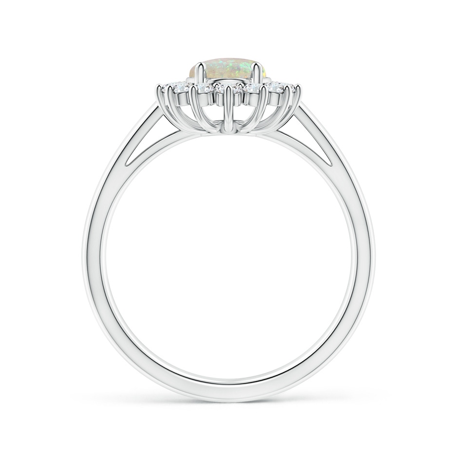 8x6mm AAA Princess Diana Inspired Opal Ring with Diamond Halo in White Gold side 199