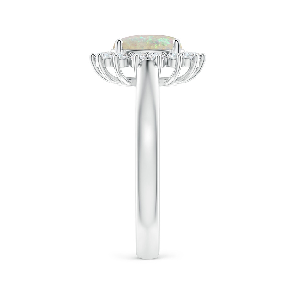 8x6mm AAA Princess Diana Inspired Opal Ring with Diamond Halo in White Gold side 299