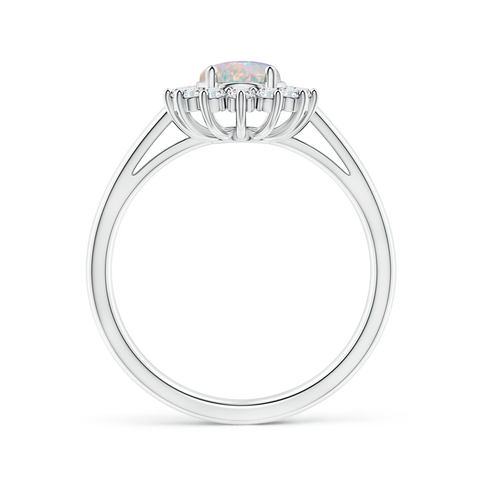 8x6mm AAAA Princess Diana Inspired Opal Ring with Diamond Halo in White Gold side 199