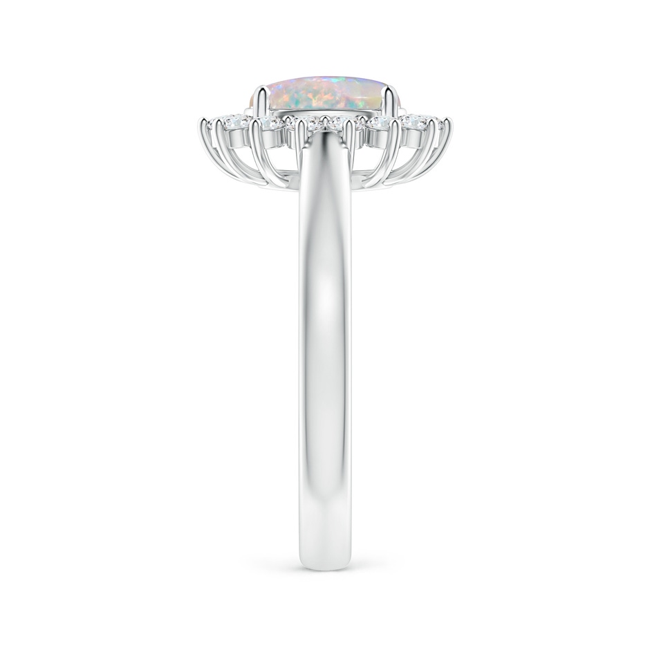 8x6mm AAAA Princess Diana Inspired Opal Ring with Diamond Halo in White Gold side 299