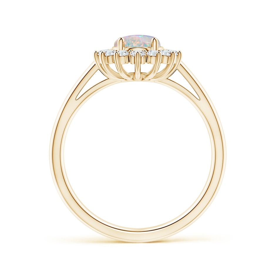 8x6mm AAAA Princess Diana Inspired Opal Ring with Diamond Halo in Yellow Gold side 199