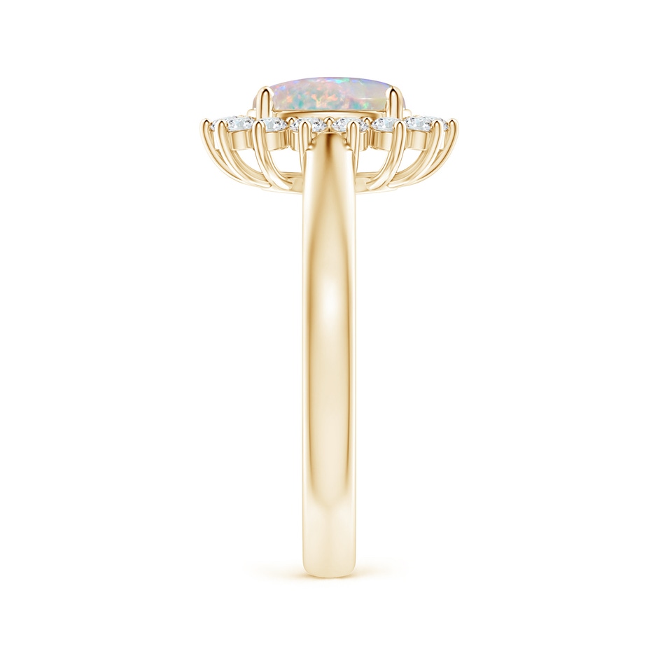 8x6mm AAAA Princess Diana Inspired Opal Ring with Diamond Halo in Yellow Gold side-2