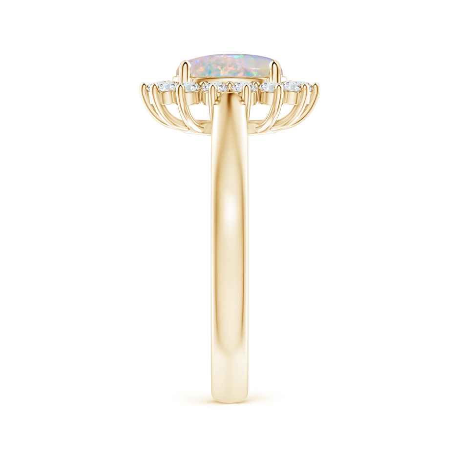 8x6mm AAAA Princess Diana Inspired Opal Ring with Diamond Halo in Yellow Gold side 299