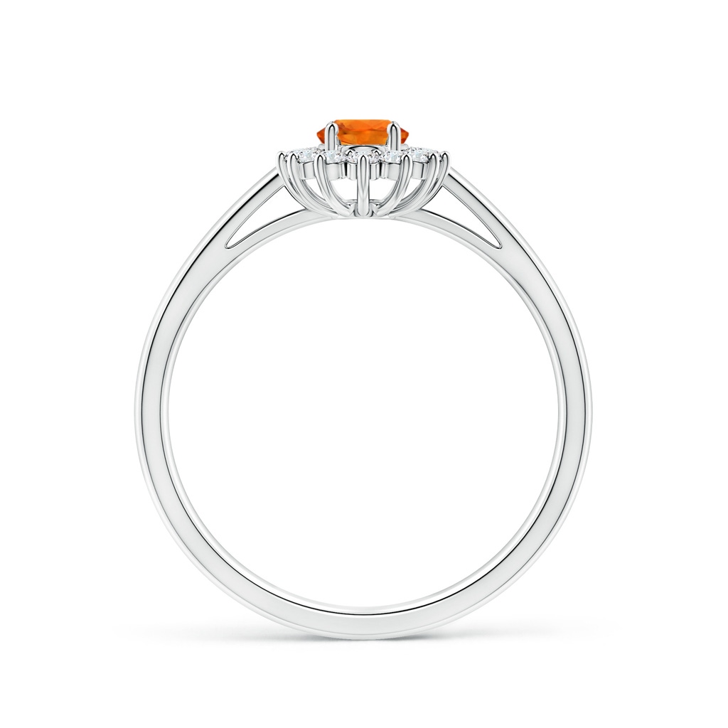 6x4mm AAAA Princess Diana Inspired Orange Sapphire Ring with Halo in White Gold - side_1