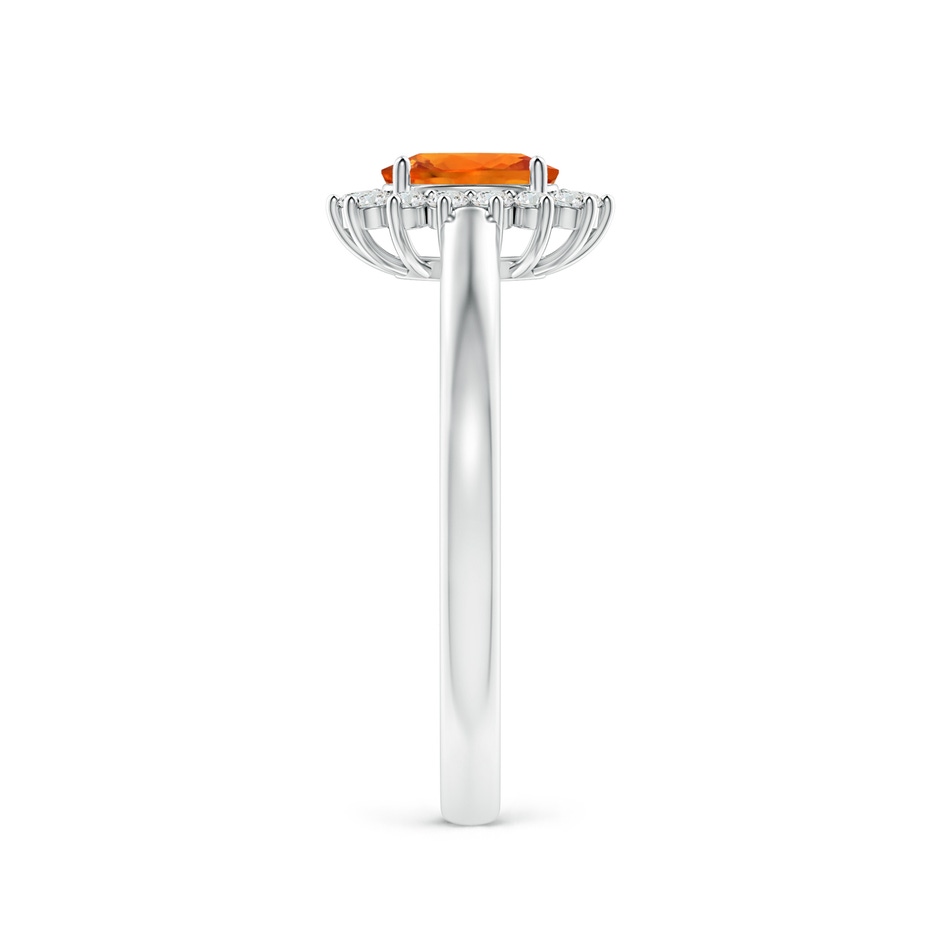 6x4mm AAAA Princess Diana Inspired Orange Sapphire Ring with Halo in White Gold side-2