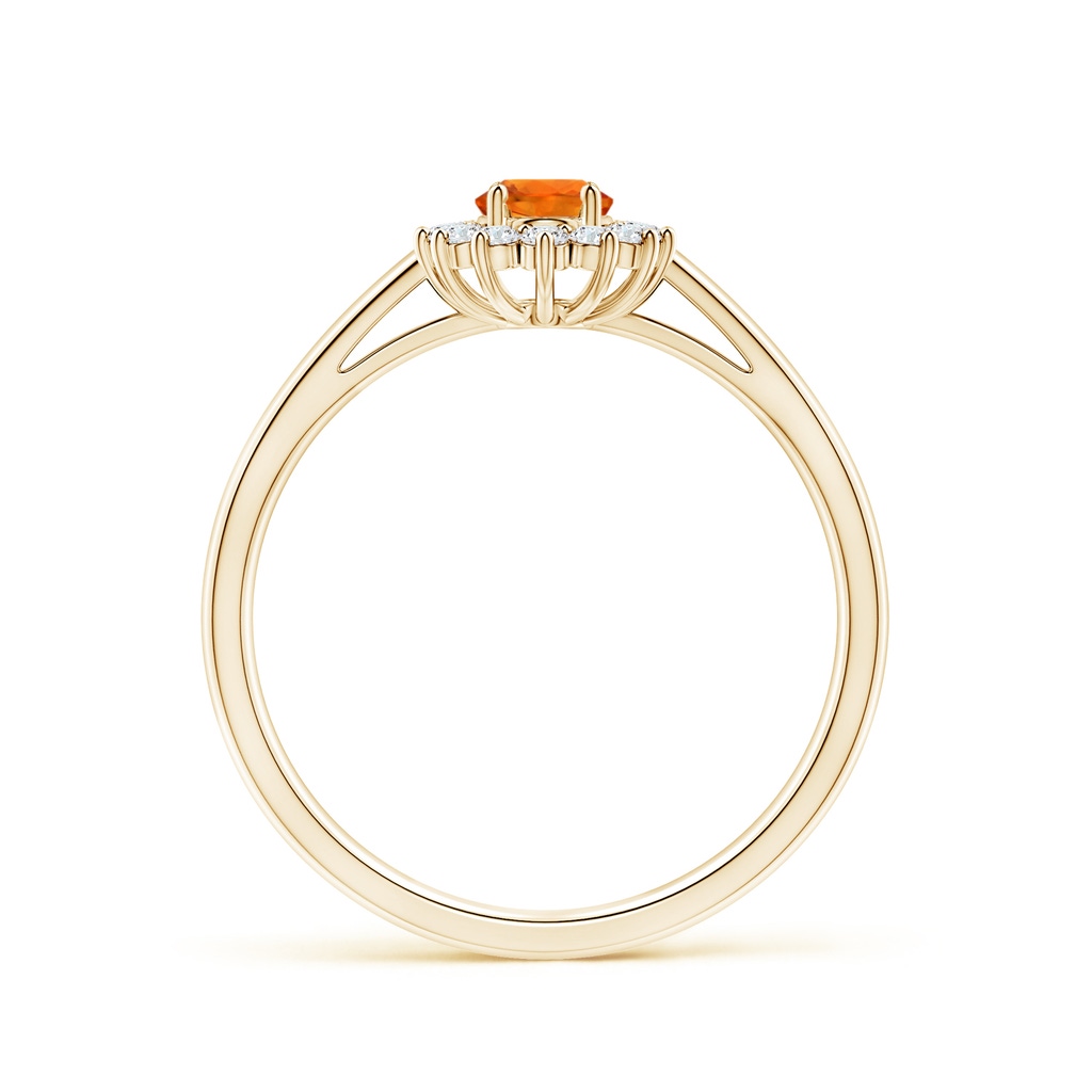 6x4mm AAAA Princess Diana Inspired Orange Sapphire Ring with Halo in Yellow Gold - side_1