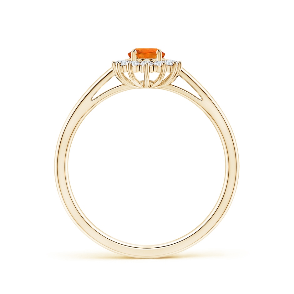 6x4mm AAAA Princess Diana Inspired Orange Sapphire Ring with Halo in Yellow Gold side-1