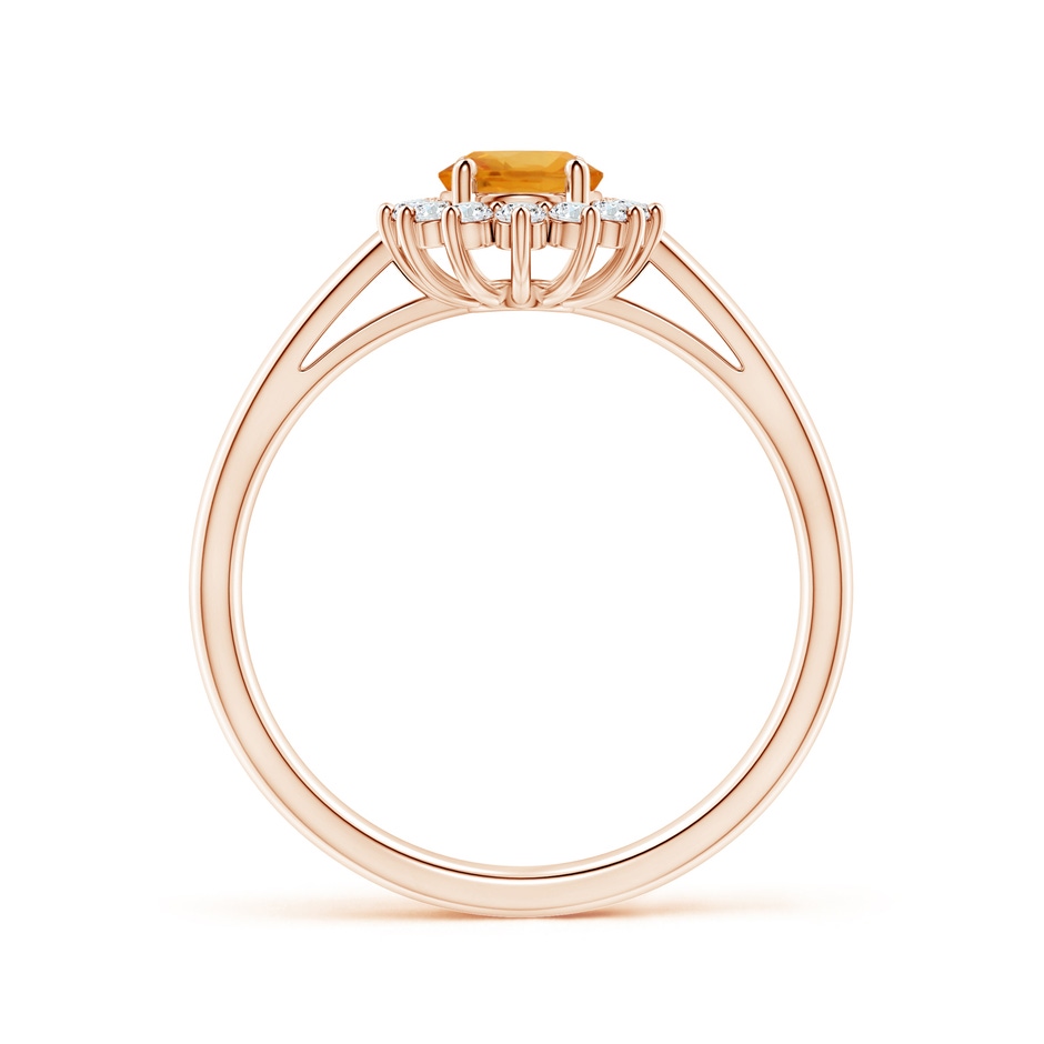 7x5mm A Princess Diana Inspired Orange Sapphire Ring with Halo in Rose Gold side-1