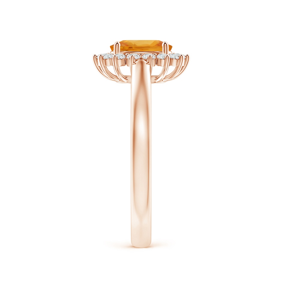 7x5mm A Princess Diana Inspired Orange Sapphire Ring with Halo in Rose Gold side-2