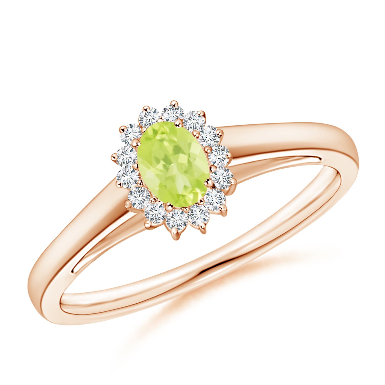 A - Peridot / 0.31 CT / 14 KT Rose Gold