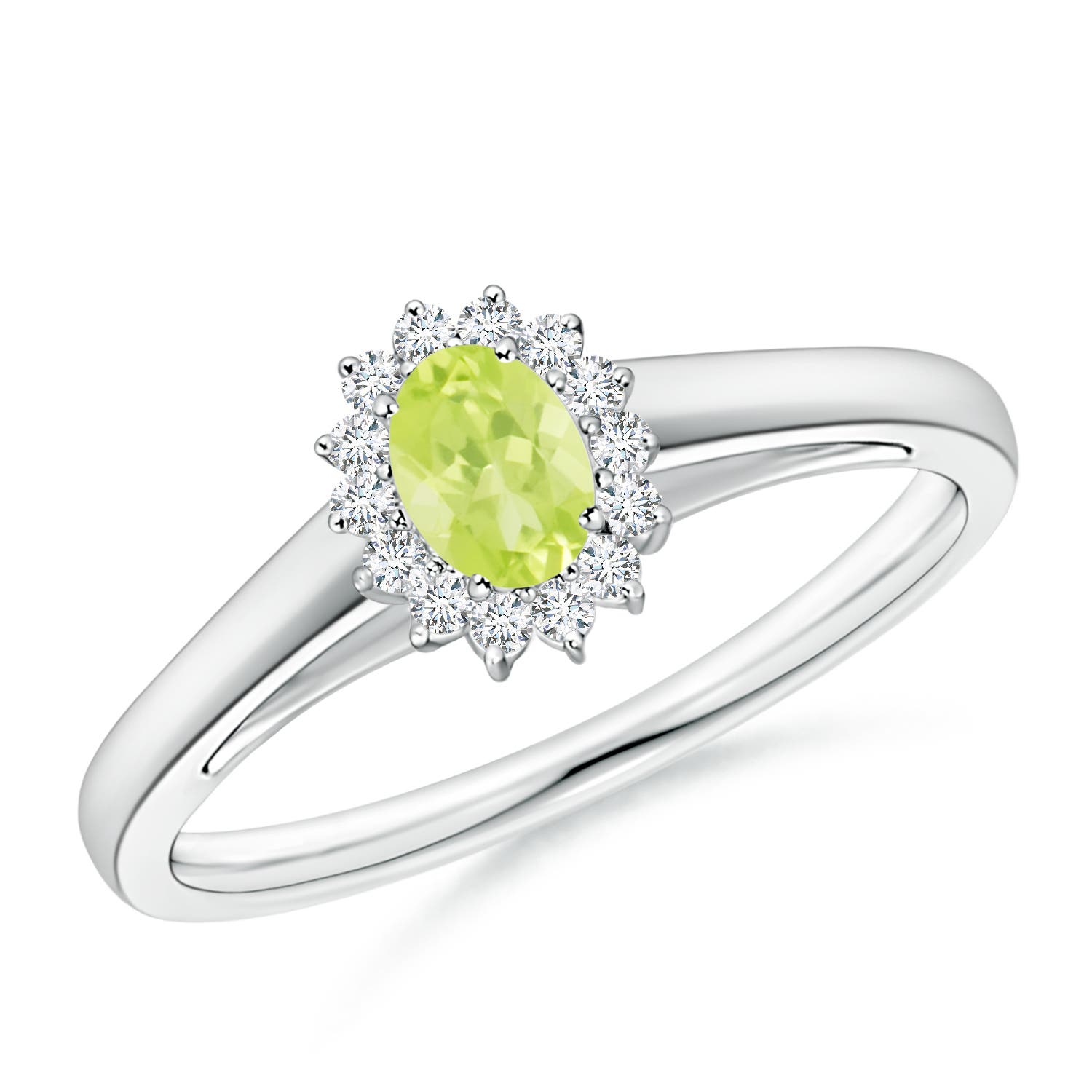 A - Peridot / 0.31 CT / 14 KT White Gold