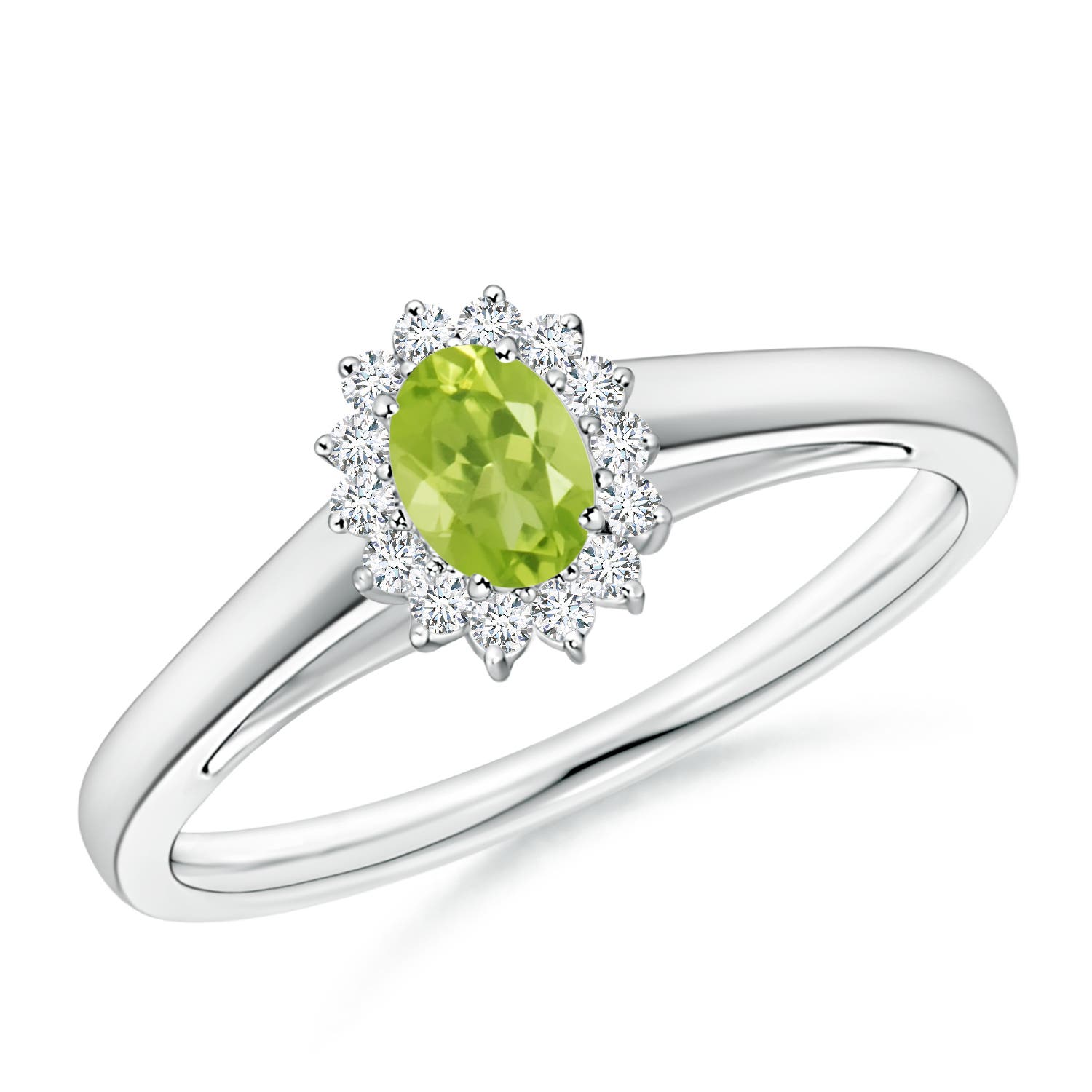 AA - Peridot / 0.31 CT / 14 KT White Gold