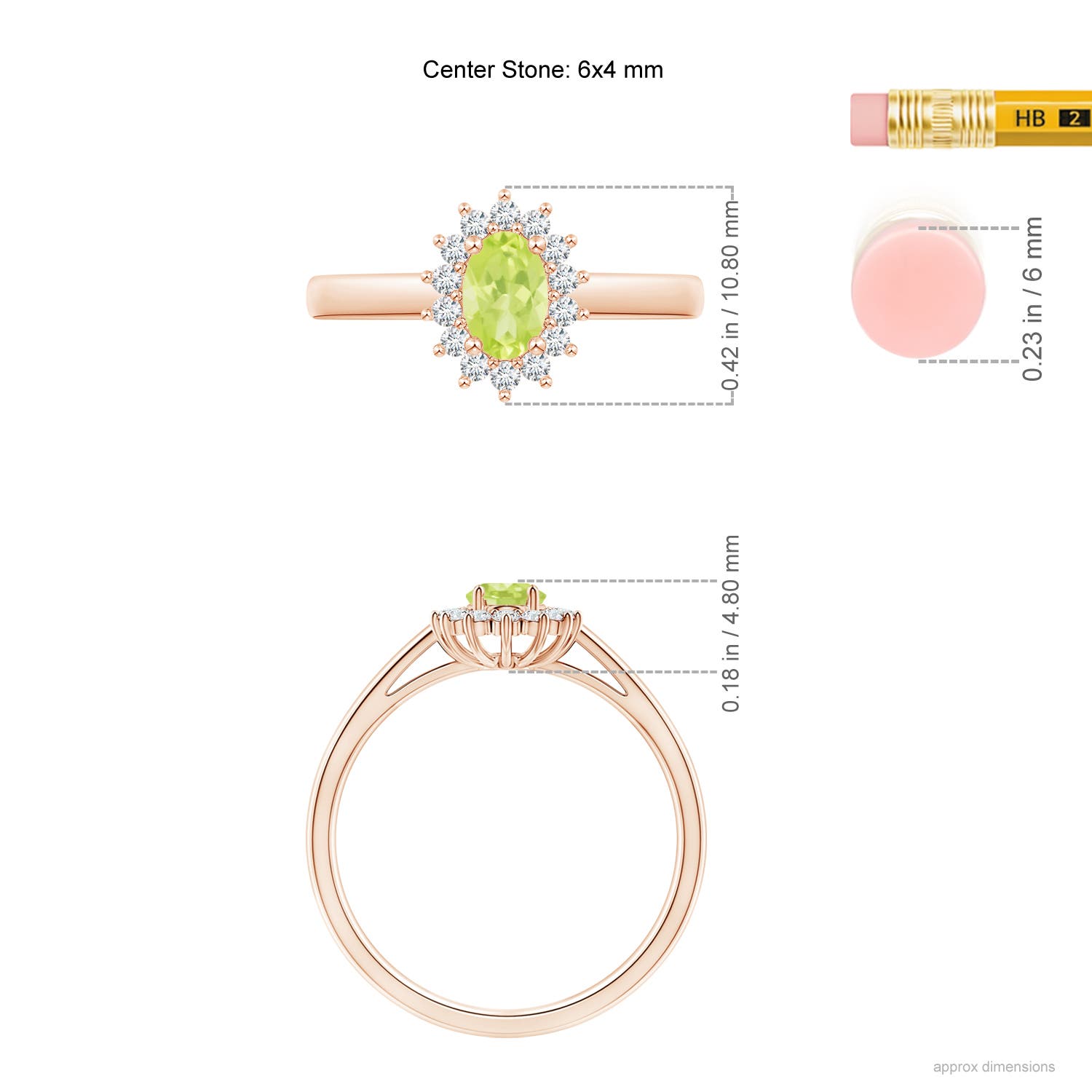 A - Peridot / 0.68 CT / 14 KT Rose Gold