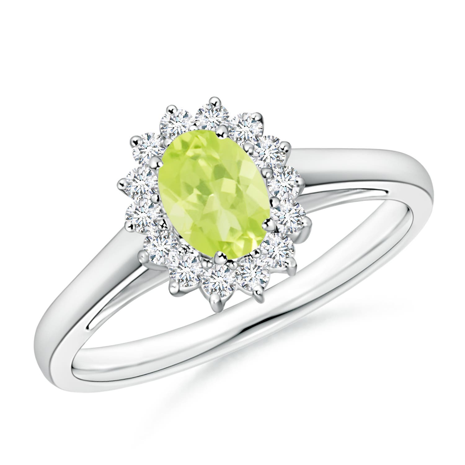 A - Peridot / 0.68 CT / 14 KT White Gold