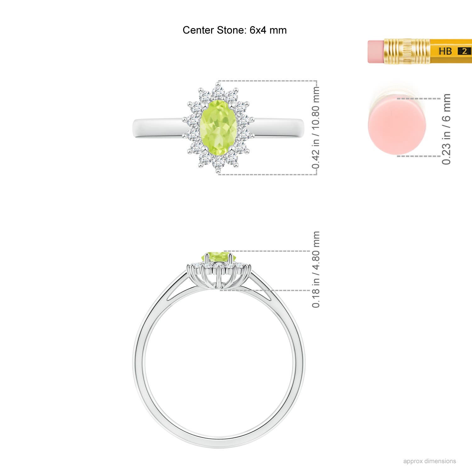 A - Peridot / 0.68 CT / 14 KT White Gold