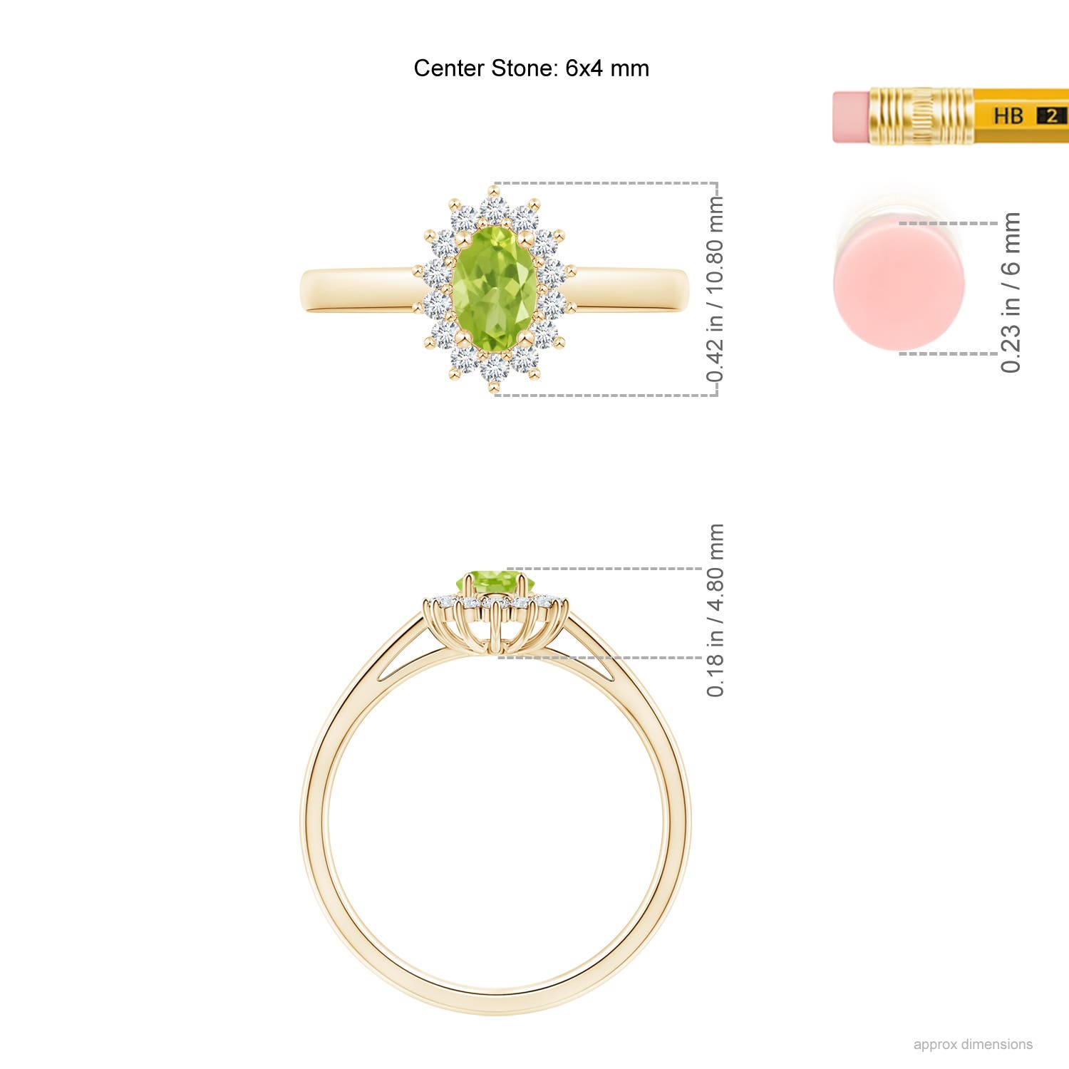 AA - Peridot / 0.68 CT / 14 KT Yellow Gold