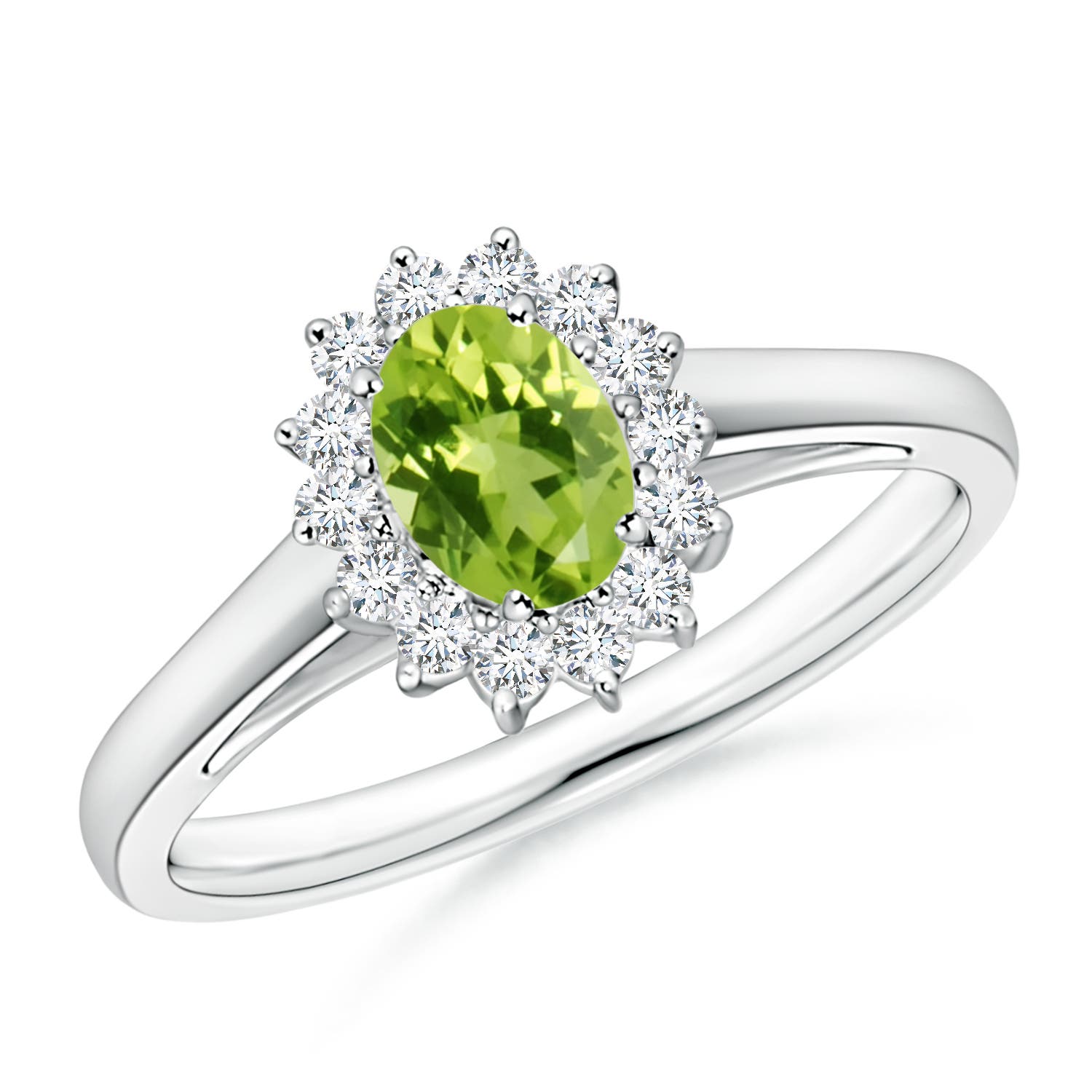 AAA - Peridot / 0.68 CT / 14 KT White Gold