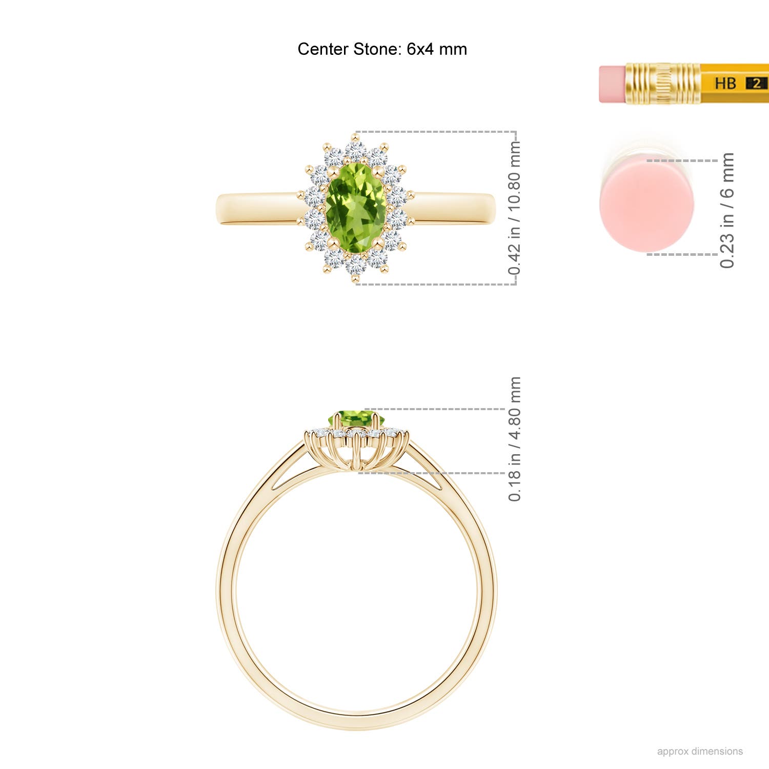 AAA - Peridot / 0.68 CT / 14 KT Yellow Gold