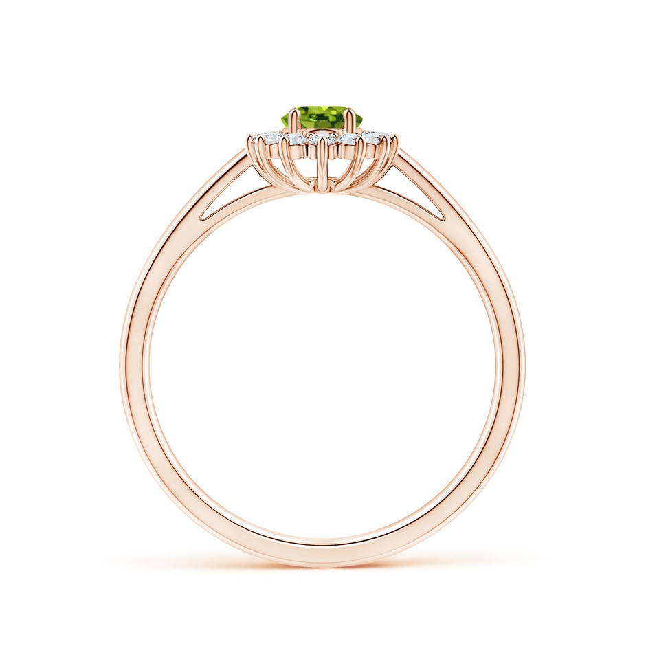 6x4mm AAAA Princess Diana Inspired Peridot Ring with Diamond Halo in Rose Gold side 199