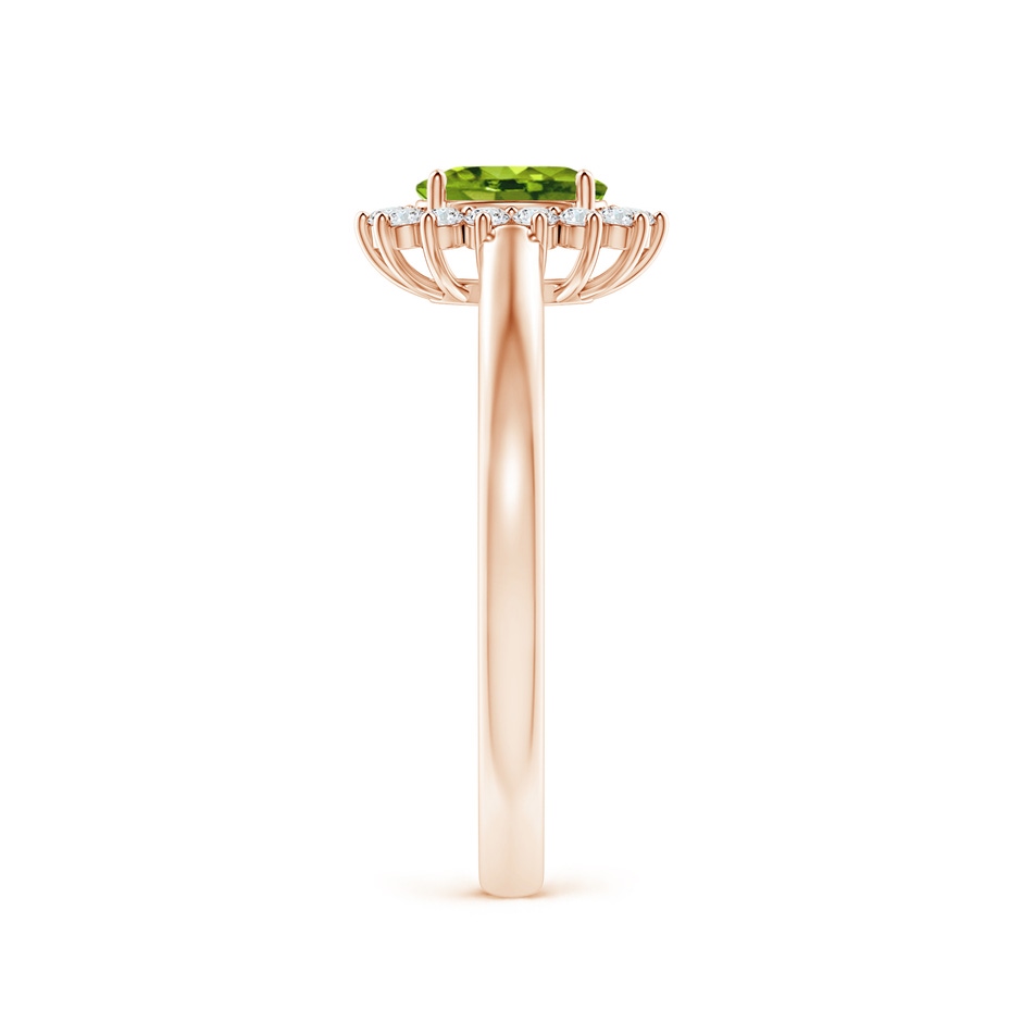 6x4mm AAAA Princess Diana Inspired Peridot Ring with Diamond Halo in Rose Gold side 299