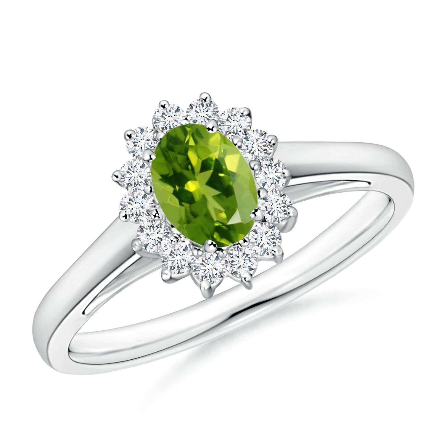 AAAA - Peridot / 0.68 CT / 14 KT White Gold