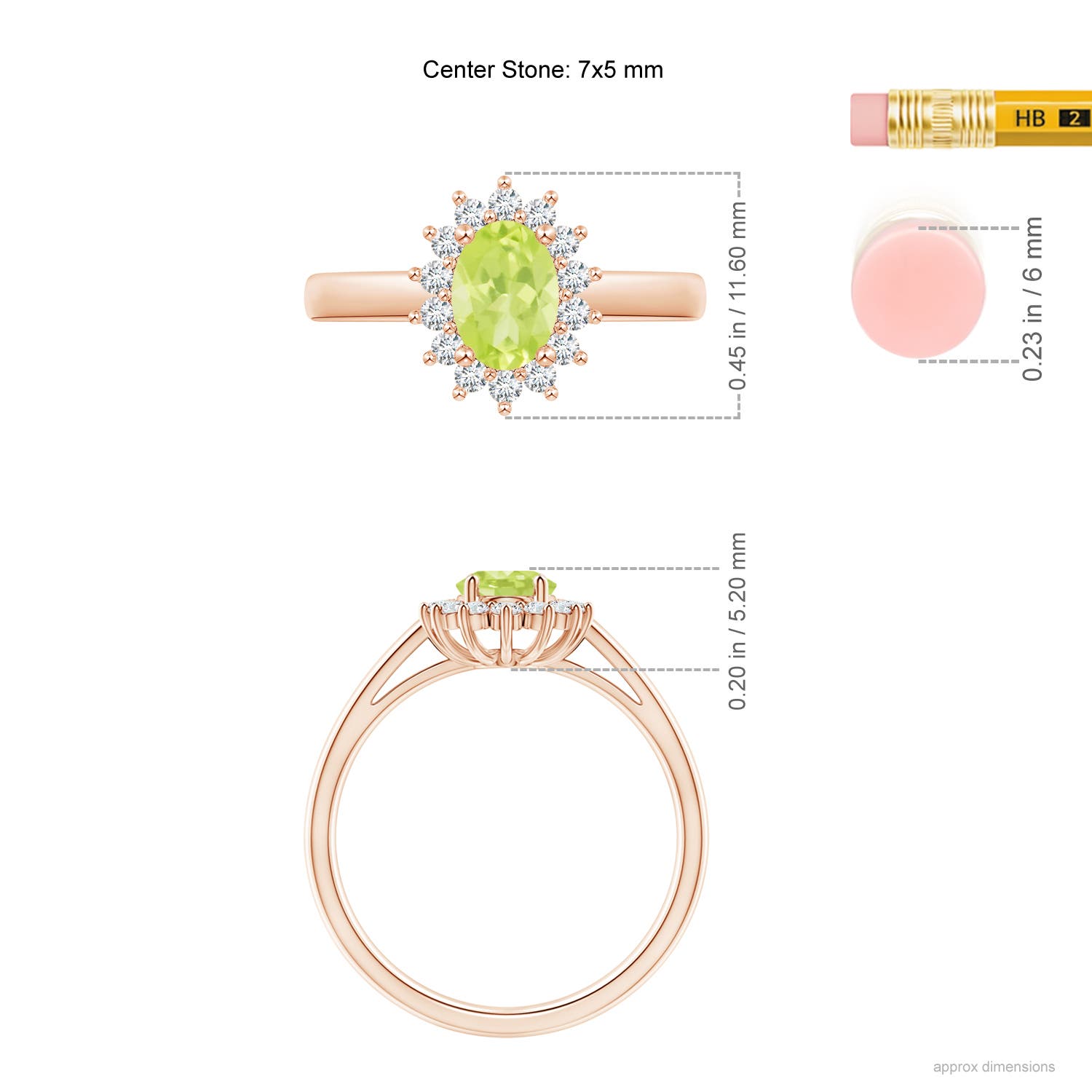 A - Peridot / 1.1 CT / 14 KT Rose Gold