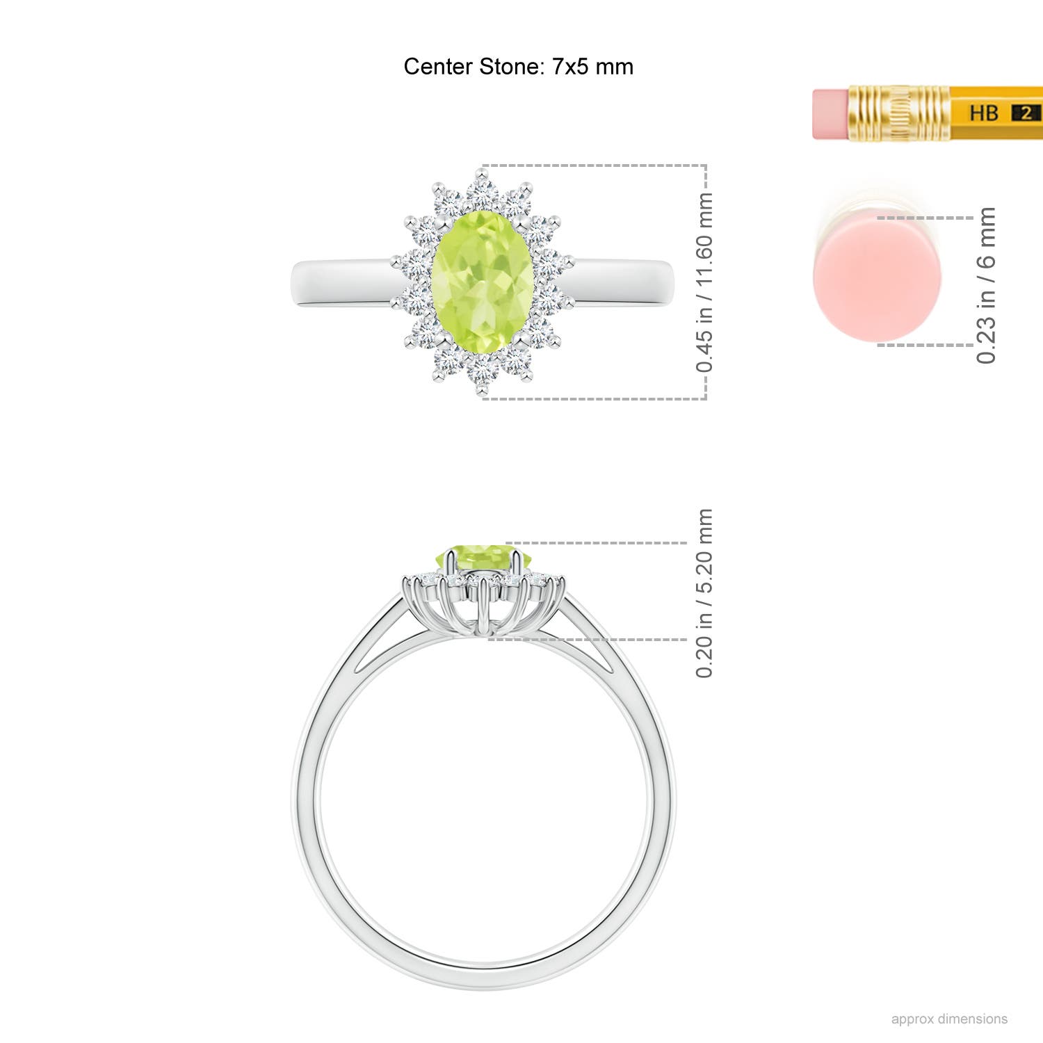 A - Peridot / 1.1 CT / 14 KT White Gold