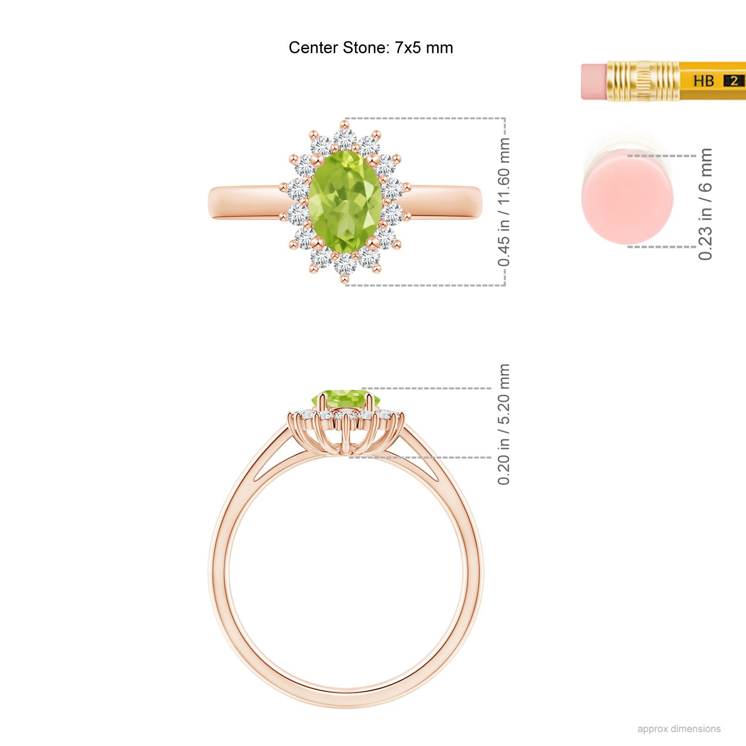 AA - Peridot / 1.1 CT / 14 KT Rose Gold