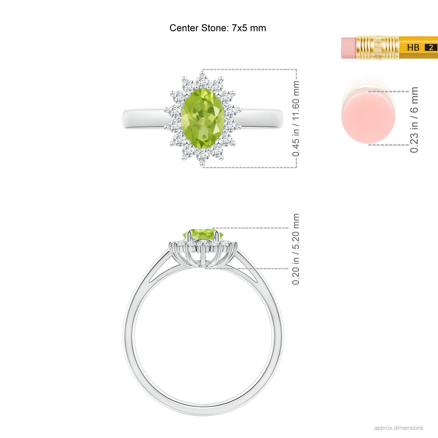 AA - Peridot / 1.1 CT / 14 KT White Gold