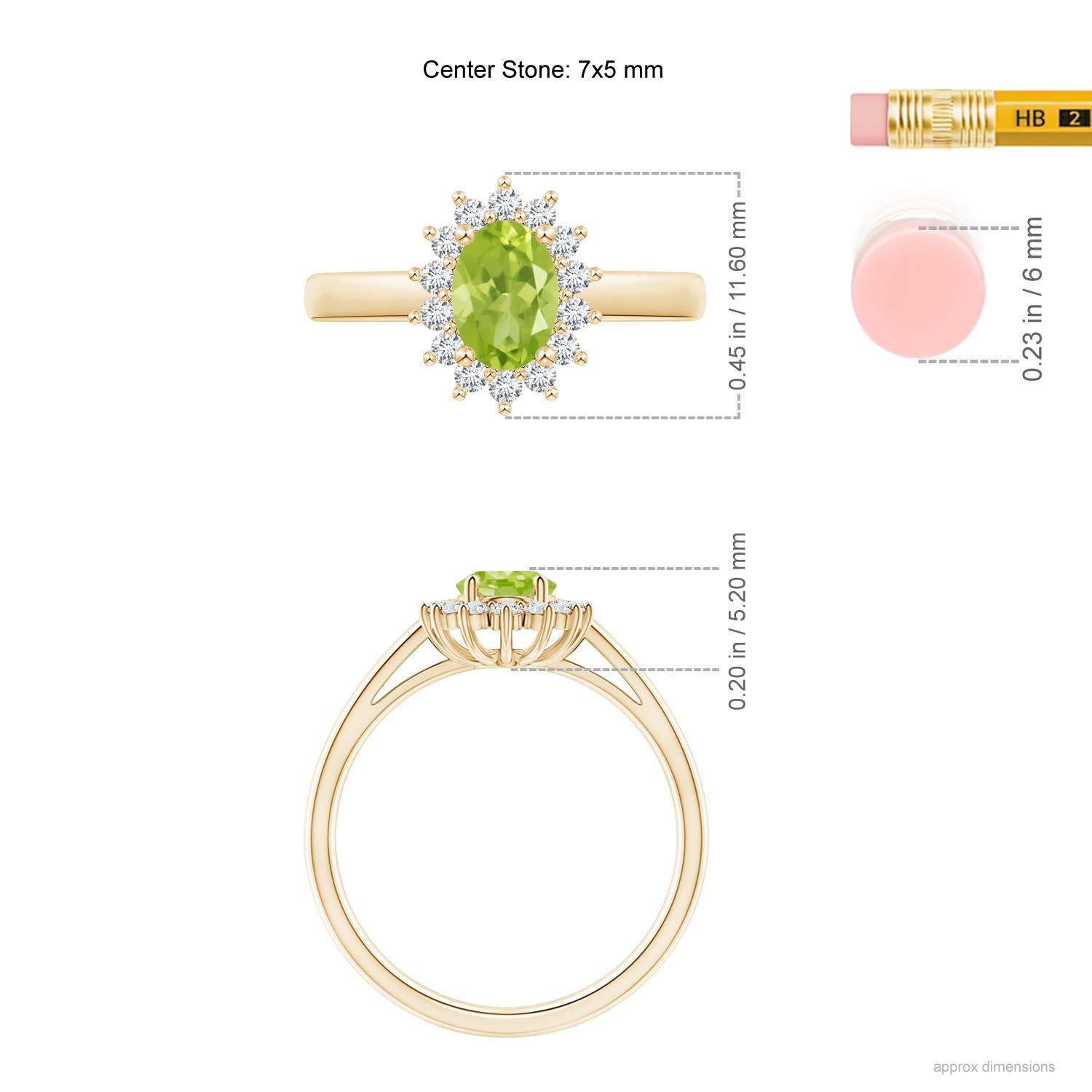 AA - Peridot / 1.1 CT / 14 KT Yellow Gold