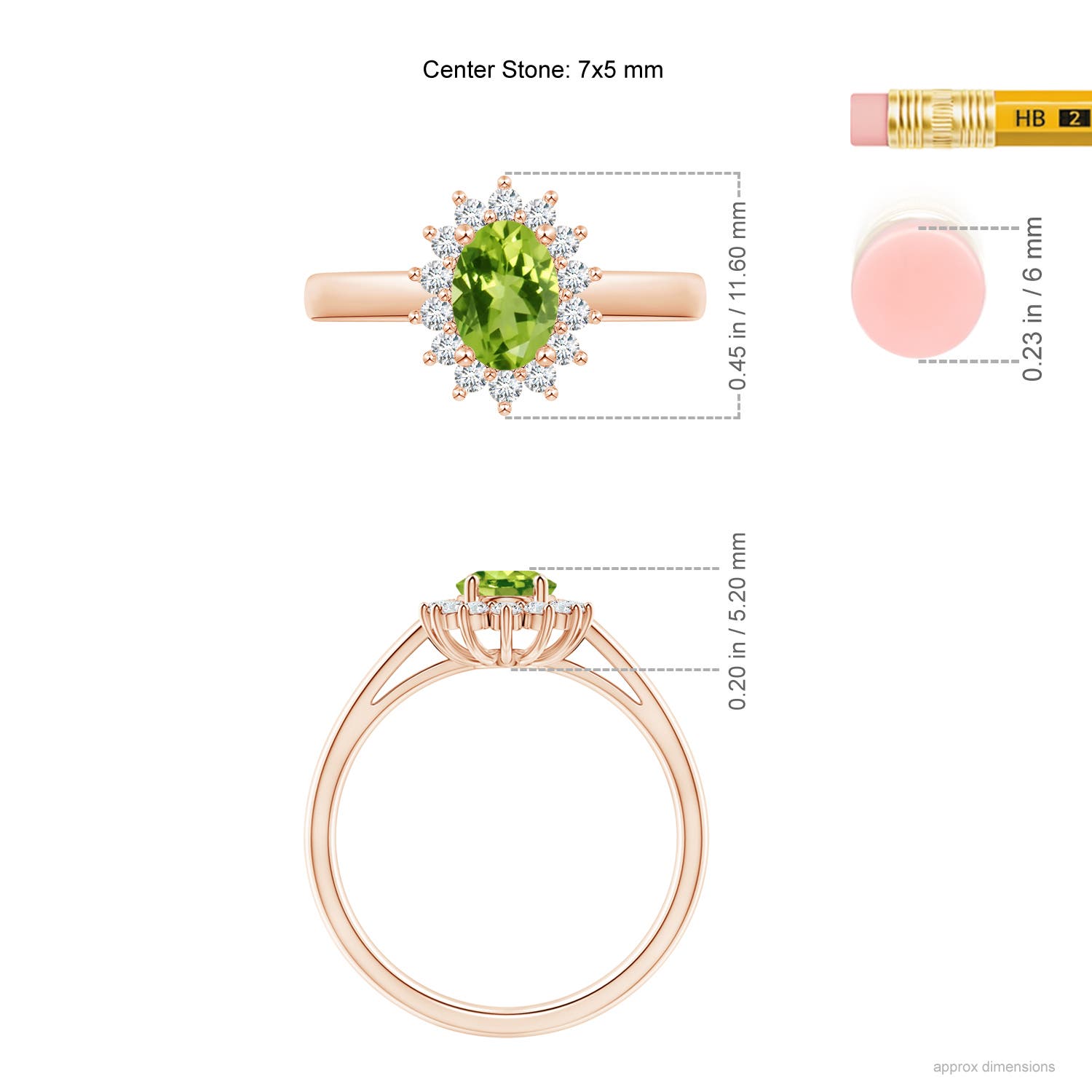 AAA - Peridot / 1.1 CT / 14 KT Rose Gold