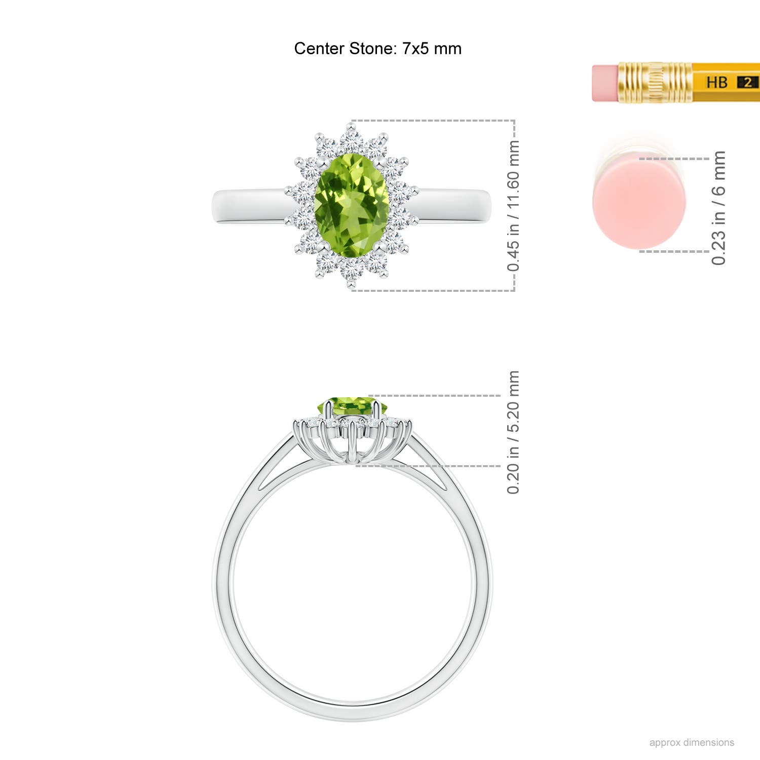 AAA - Peridot / 1.1 CT / 14 KT White Gold