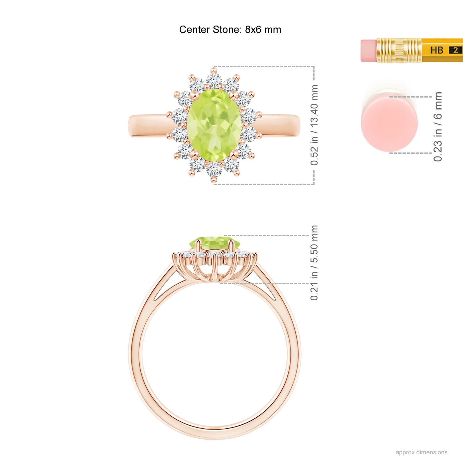 A - Peridot / 1.7 CT / 14 KT Rose Gold