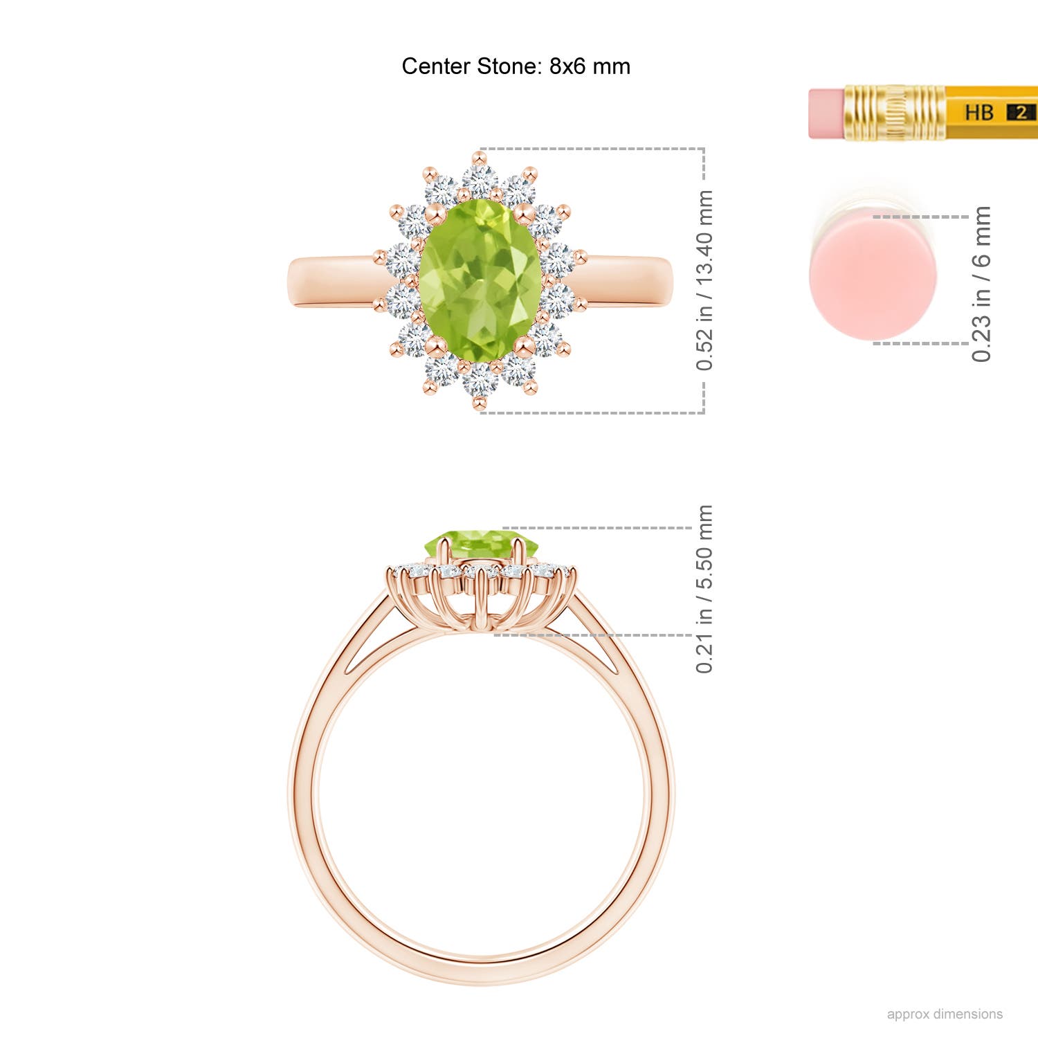 AA - Peridot / 1.7 CT / 14 KT Rose Gold