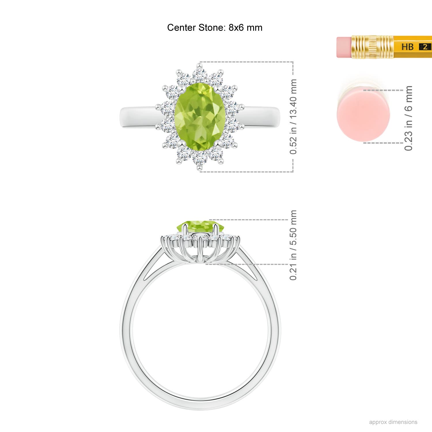 AA - Peridot / 1.7 CT / 14 KT White Gold