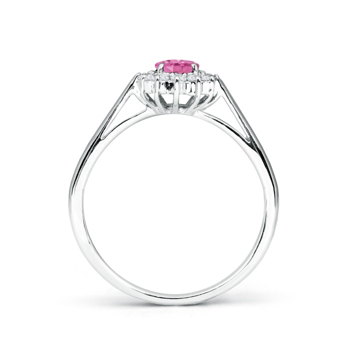 6x4mm AA Princess Diana Inspired Pink Sapphire Ring with Diamond Halo in P950 Platinum side-1