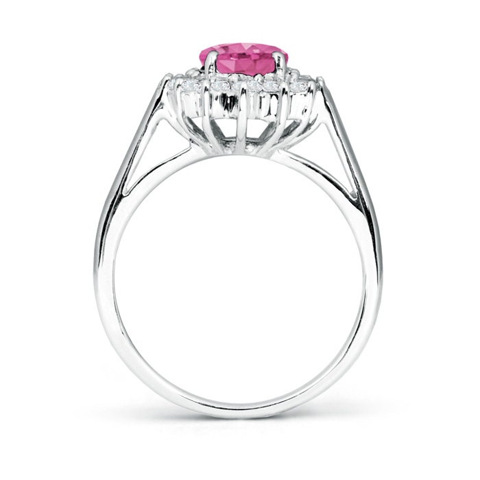 8x6mm AAA Princess Diana Inspired Pink Sapphire Ring with Diamond Halo in White Gold side-1