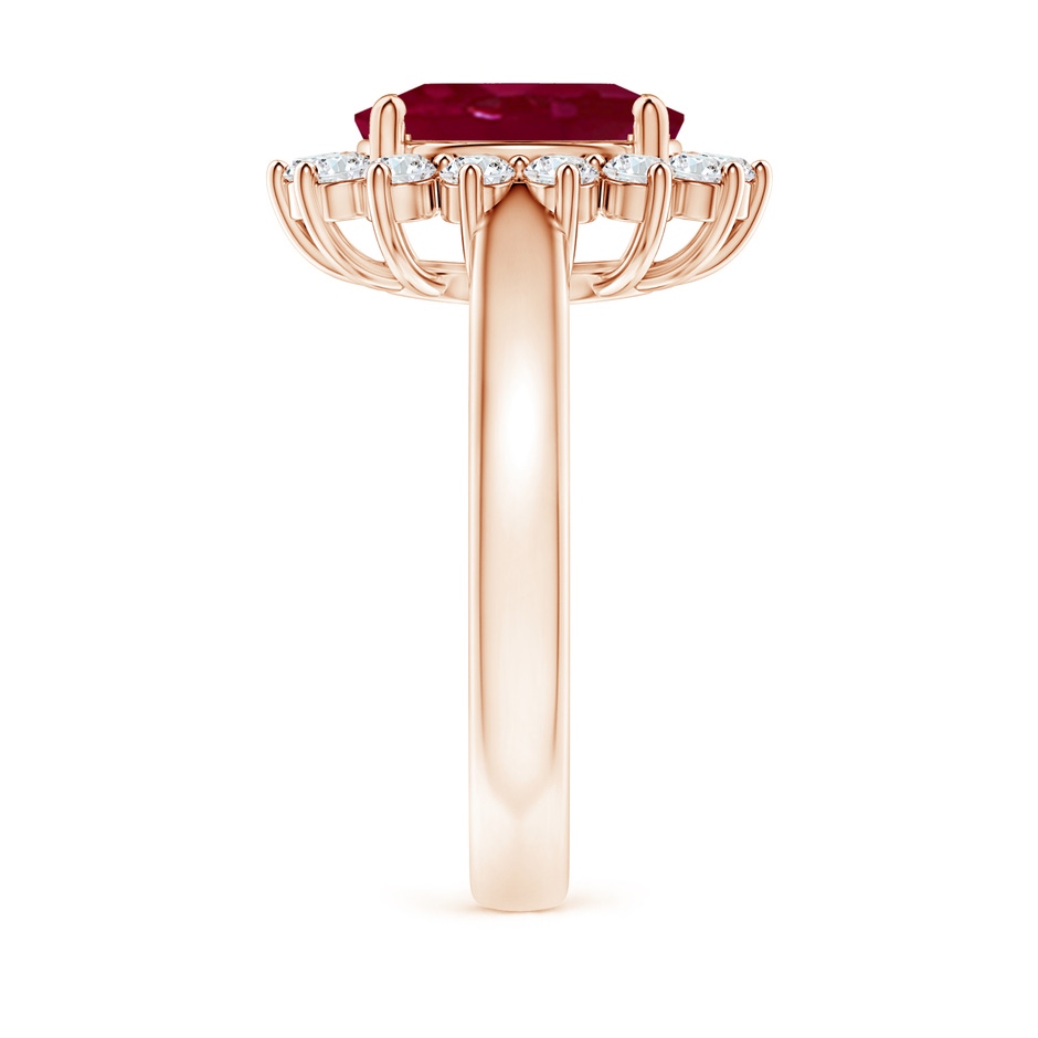 10x8mm A Princess Diana Inspired Ruby Ring with Diamond Halo in Rose Gold side 299